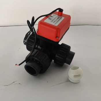 DN40/ 3/2'' Hard Sealing Ceramic Core L Type Two Wire Controlling Three-way Ball Valve with UPVC Electric General 18 Months