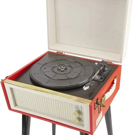 Classic Bluetooth Turntable Player  USB with Removable Legs (Red Cream)