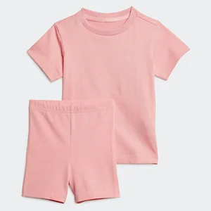 Custom Kids Short Sleeve T-Shirt and Shorts Two Piece Set Solid Pattern Casual Summer Toddler Clothing Made From Knit Fabric