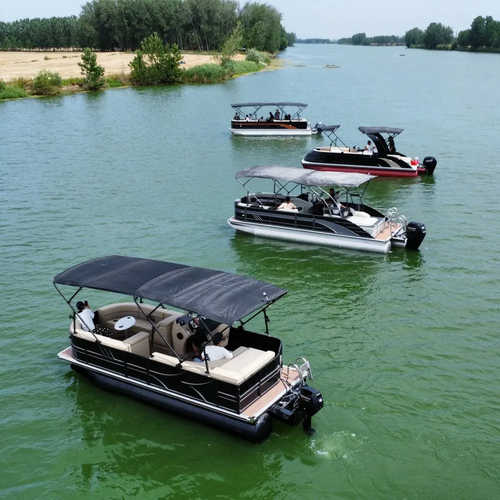 Luxury Aluminium Float Boat Pontoons Custom Double Deck