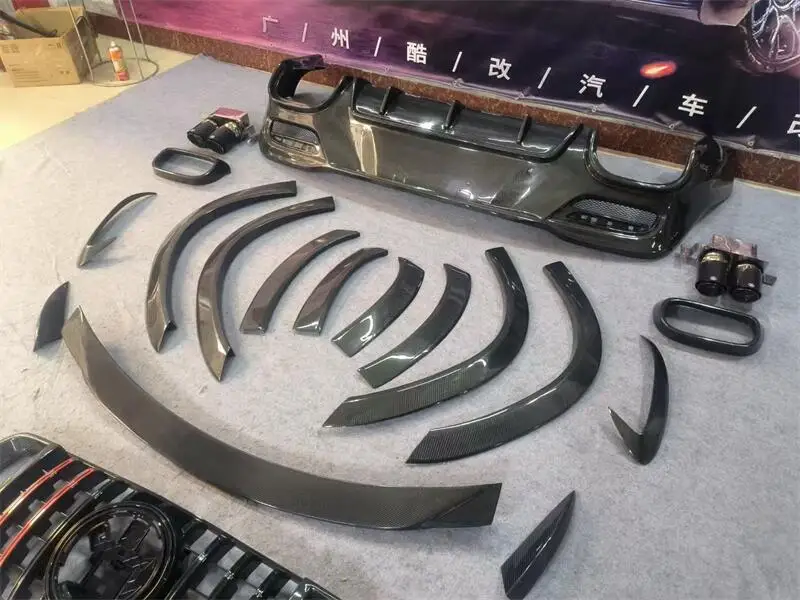 Lábio Frontal Grill e Difusor Traseiro para Mercedes Benz GLE AMG foto 3