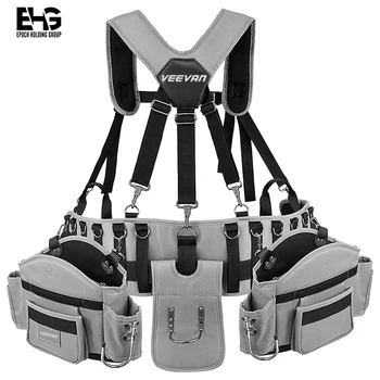 Adjustable Waist Tool Bag Belt , Durable Tool Bag Set with suspenders shoulder waist tool bag holder