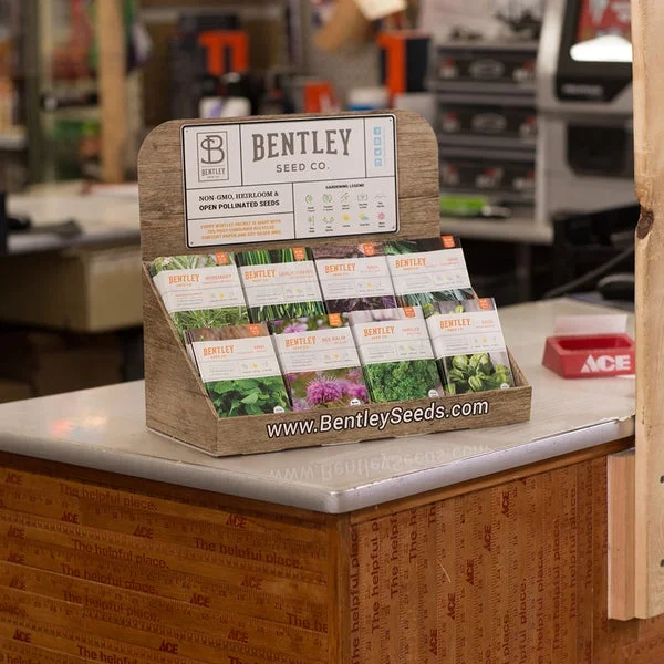Custom Corrugated Cardboard Vegetable Seed Packet Display Racks Countertop Style Display Stand