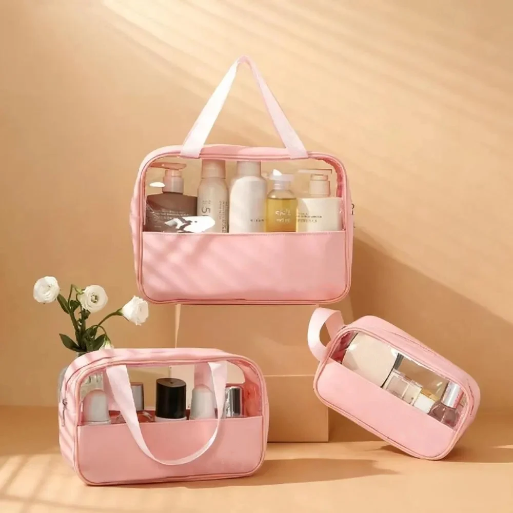product new style transparent toiletry cosmetic bag women portable travel cosmetic storage makeup brush bag large capacity wash bag-7