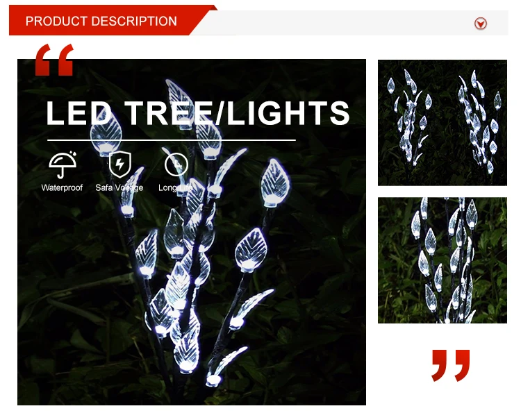 60 LED Solar Tree Branch Lights - Durable Outdoor Christmas Decor