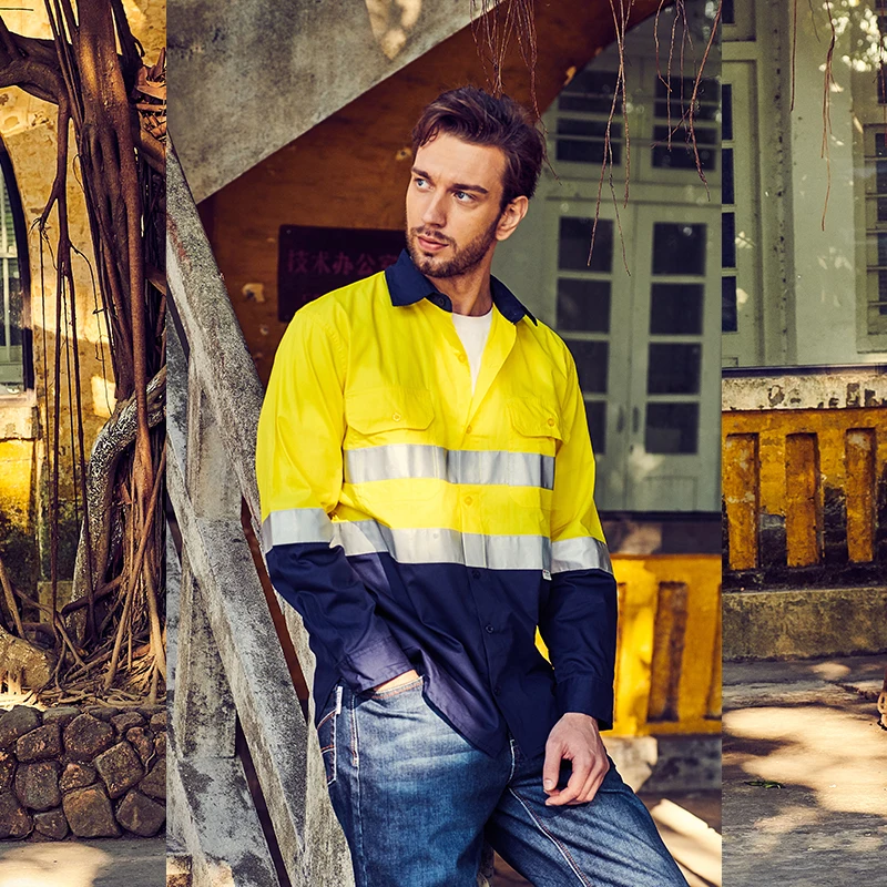 high vis dress shirt GSS 7505/7506 Button-Down Rip-Stop Class 3 Shirt