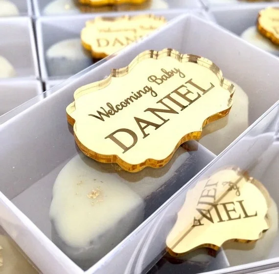 Золотая зеркальная акриловая Подарочная бирка для