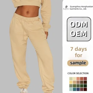 ODM OEM Custom Logo Eco-Friendly Quick Dry Breathable High Waist Button Fly Straight Leggings Polyester Cotton Casual Women