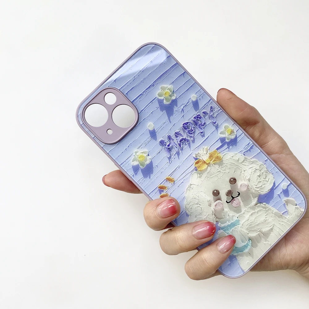 Trident Dog Printing Hard Back Glass Sublimation Ladies Mobile Cover Phone Cases for samsung