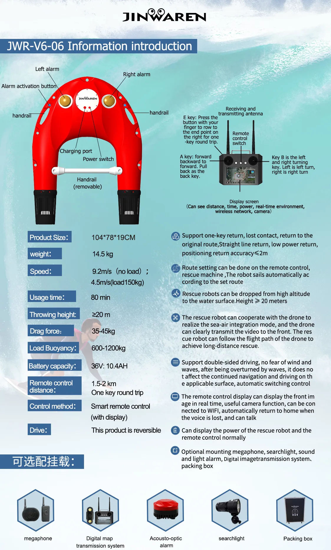Remote Rescue Device Powerful Portable Remote Rescue Vehicle Water Rescue Robot Life-buoy ...