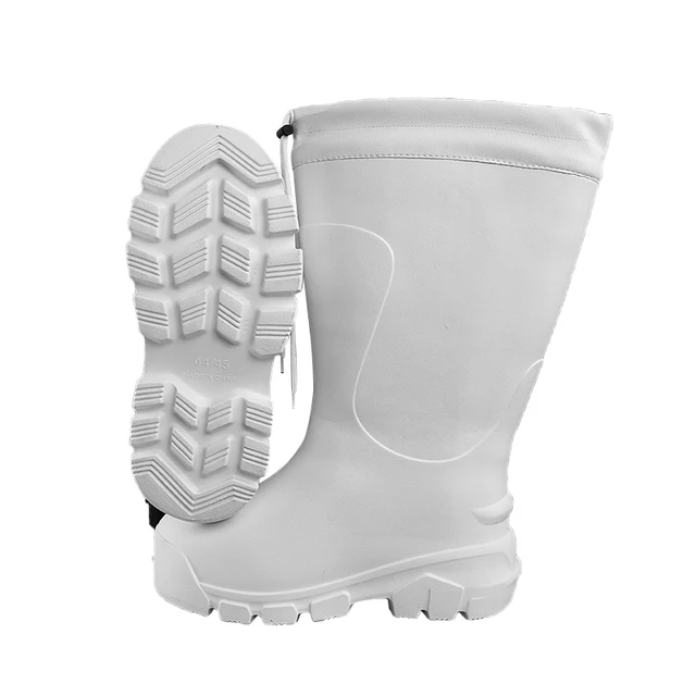 2024 New Style White High Cut Ultra Lightweight Food Industrial Anti Acid Cold Storage Room Warm Lining Safety EVA Rain Boots Me