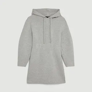 Huili Manufacturer High Quality French Terry Hooded Long Sleeve Dress Cotton High Waist Streetwear Women Custom Hoodie Dress