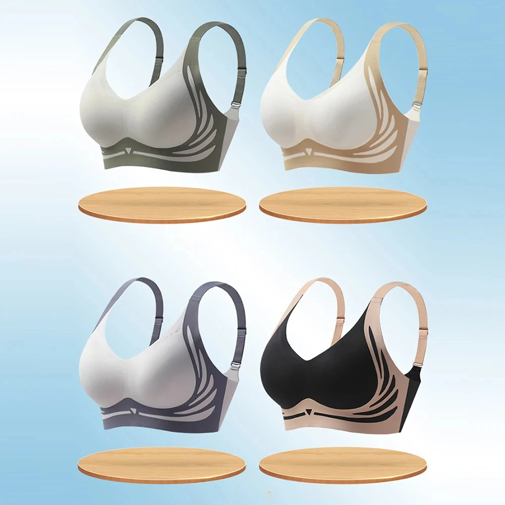 HKRXEC Seamless V-Neck Contrast-Trim Everyday Support Bra
