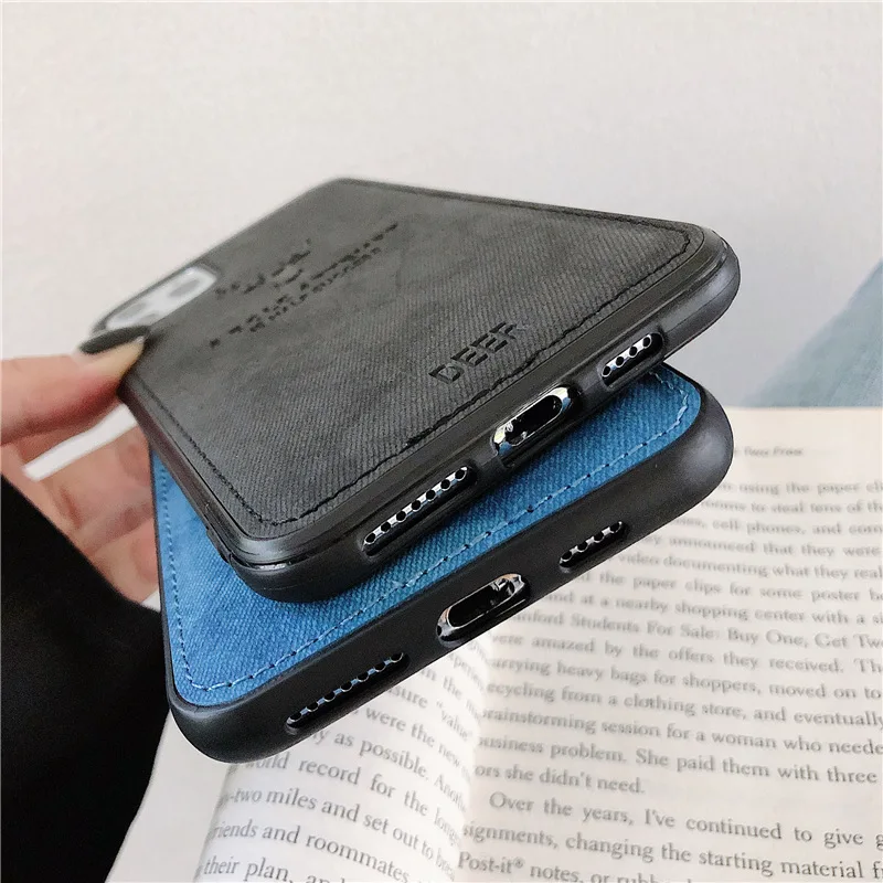 Тканевый бампер из искусственной кожи с рисунком оленя для iPhone 12 Pro Max 11 6 7 8 Plus XS