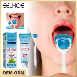 Tongue Coating Scraper Whitening Cleaner Cleansing Gel Fight Bad Breath Gel Teeth Paste for Adultspersonal Care  With Brush Set
