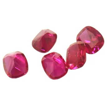 5# Niel gems prices buyers loose synthetic long red corundum stone cushion cut ruby