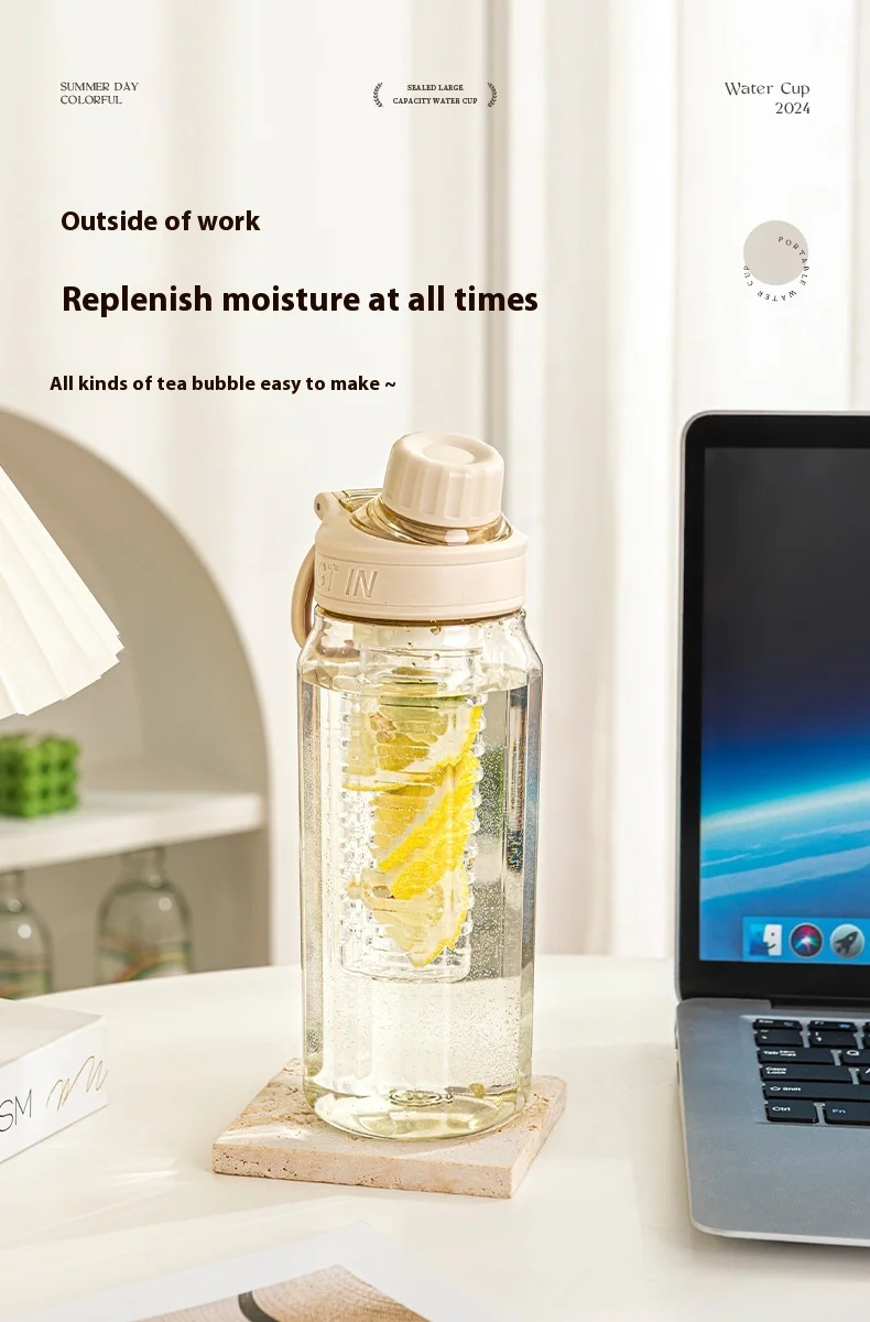 750ml Portable Clear Plastic Water Bottle with Filter for Outdoor Travel Gym Sports Cycling Camping