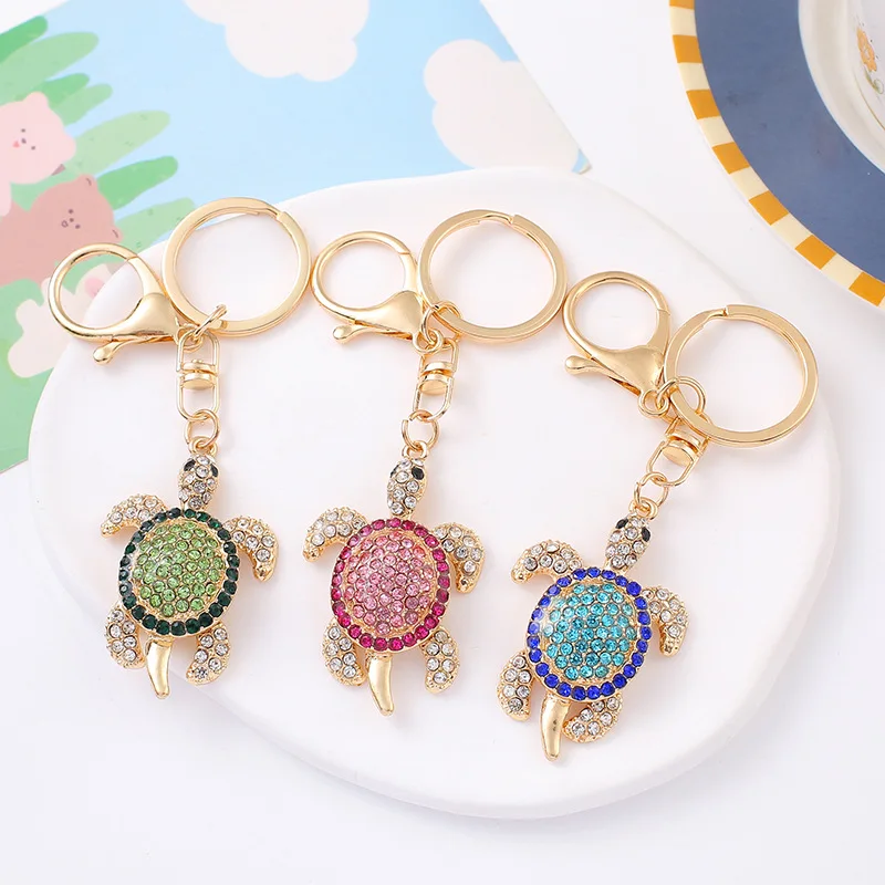 Custom Green Turtle Rhinestone Keychain - Back to School Gift display picture 3