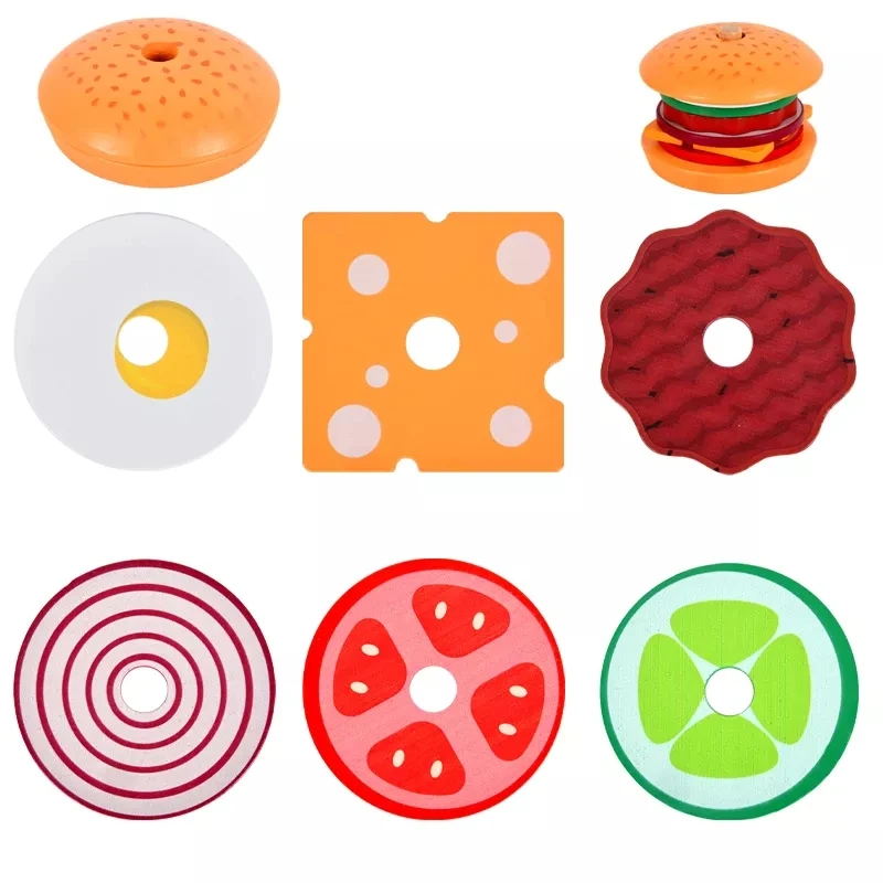Hot Selling New Wooden Hamburger Sandwich Stacking Kitchen Pretend Play Toys Hobbies Baby Kids Other Toys For Children Girls
