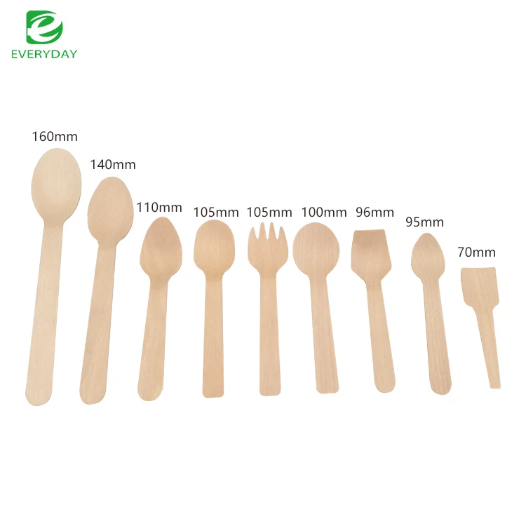 Eco-Friendly Disposable Birch Wooden Spoons for Ice Cream Tasting Odorless and Small Mini Cutlery