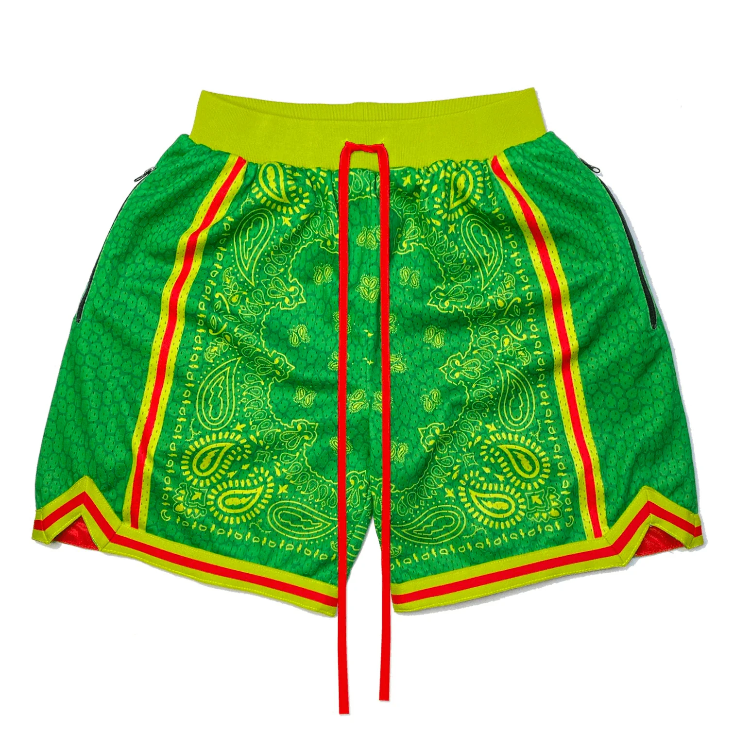 Green/Yellow Split Bandana Mesh Shorts