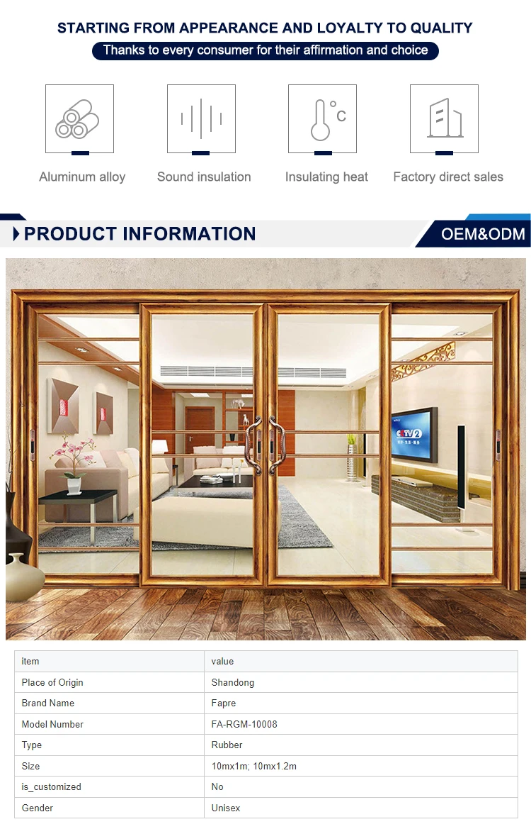 Cheap Factory Price Aluminum Glass Sliding Door Modern Front Door