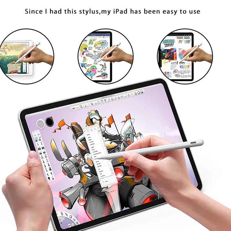 Стилус активный для планшета Apple Pencil, стилус для сенсорного экрана iPad Pro Air Mini 2018 2020 2021 2022