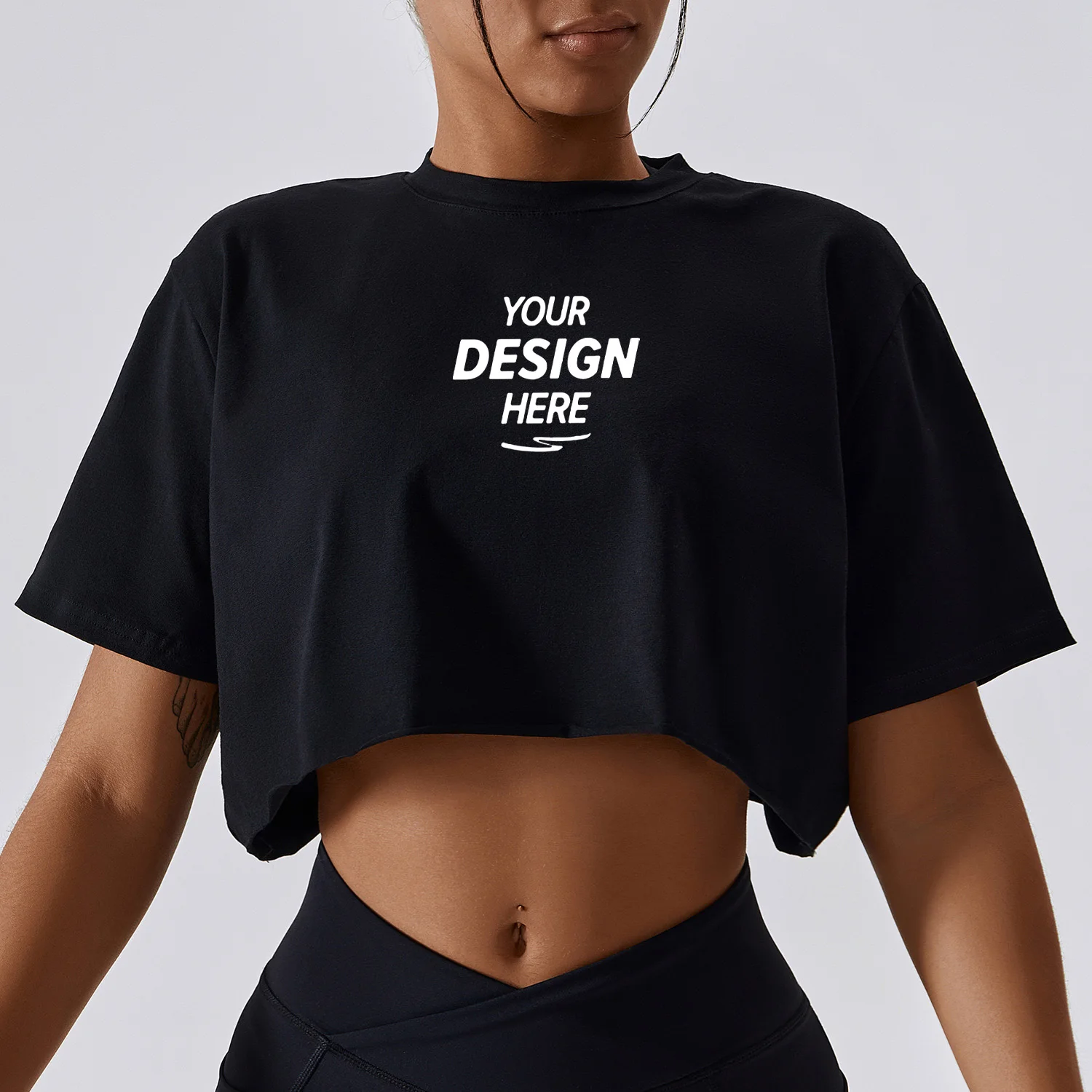 BDX8001 Custom Women's Athletic Spandex Cropped Tee Tshirt Eco-Friendly Cotton Oversize Plain Loose Fit Baby Pink GYM Summer