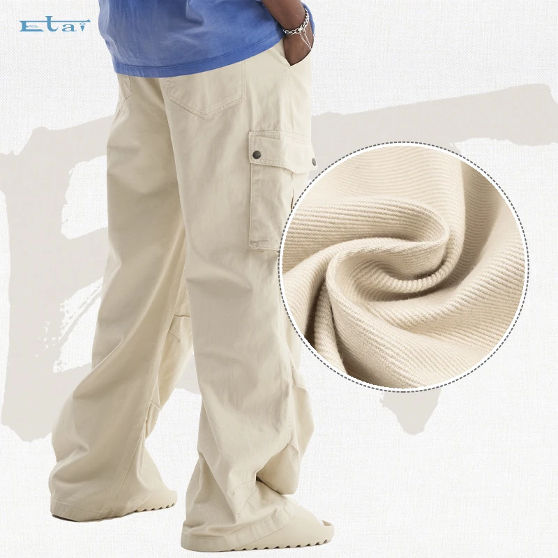 Fashion Buttons Flap 6 Pocket Casual Trouser Streetwear Custom Street Wear Baggy Cargo Pants Men
