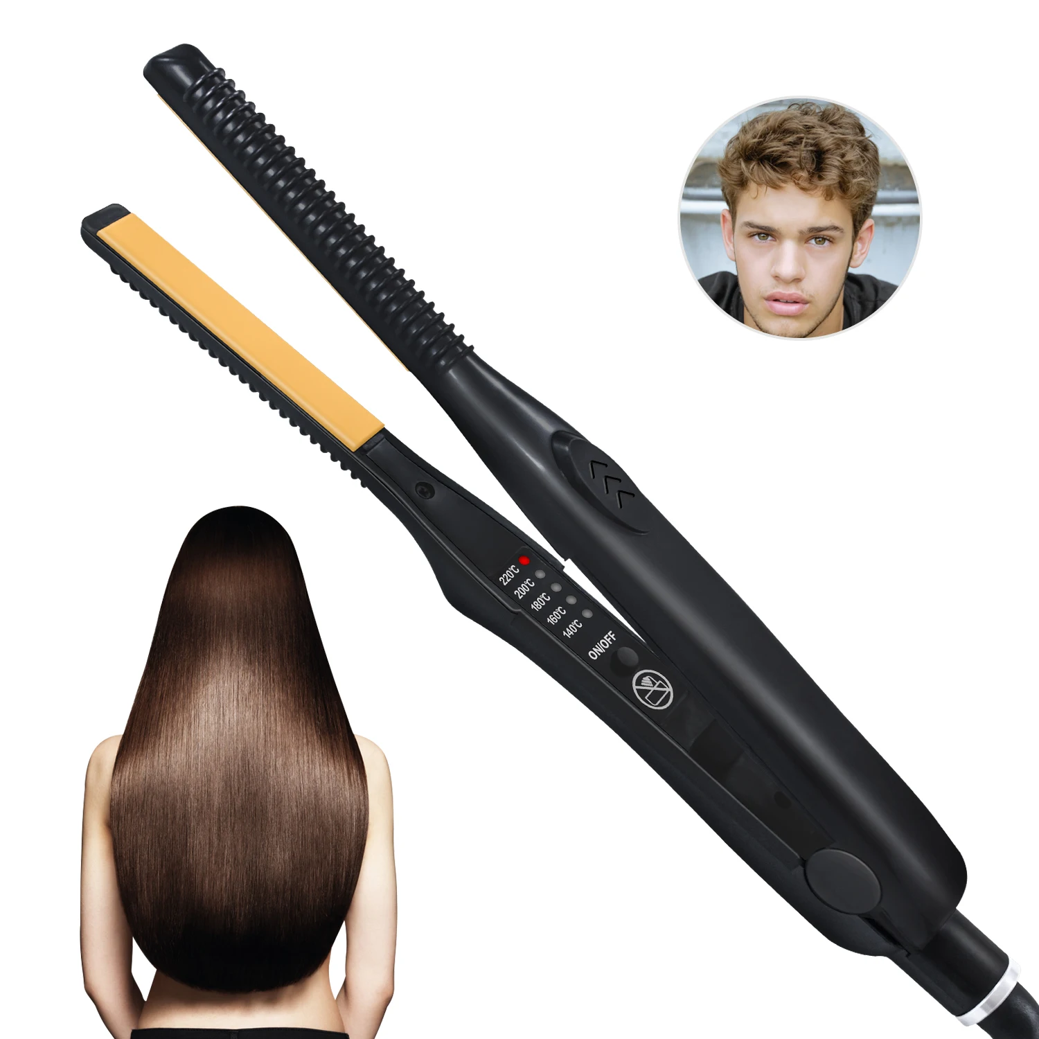 Straightener for men's top short hair