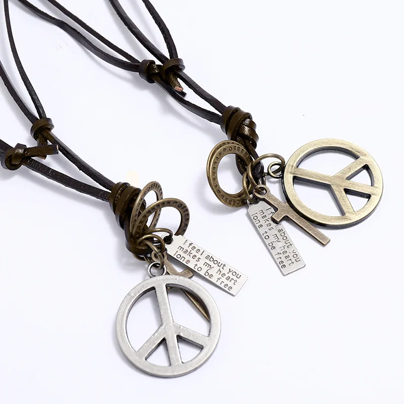 Wholesale Men Accessories - Adjustable Peace Symbol Pendant