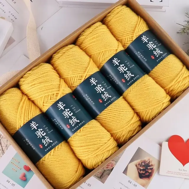 100g Alpaca Wool and Cotton Thread Medium Thick Hand Knitted DIY Cardigan Coat Scarf with High Strength Dyed Patterns