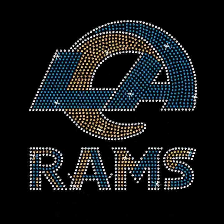 Custom Football Team Logo Design Hot Fix Iron-On Rams Motif Bling ...