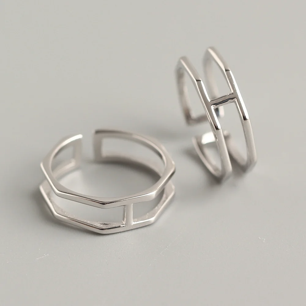 [韓国人気ジュエリー] [925 Silver] Double Line Ring 人気！【限定販売】2WAY ダブルライン 二本指リング silver925