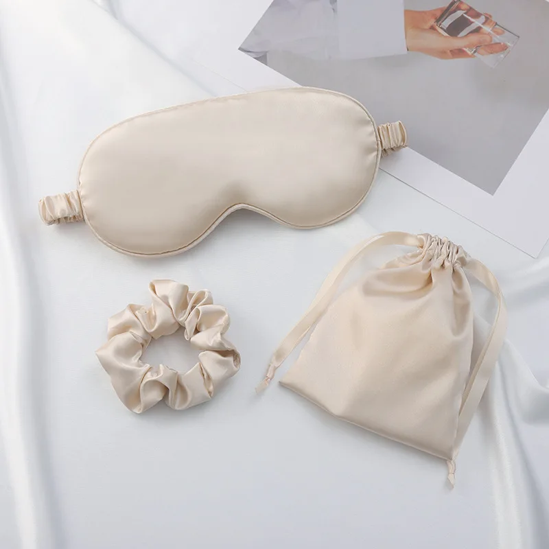 Luxury 3Pcs Scrunchie Eye Mask for Party Steam Korean Under Patch Silk Satin for Sleeping