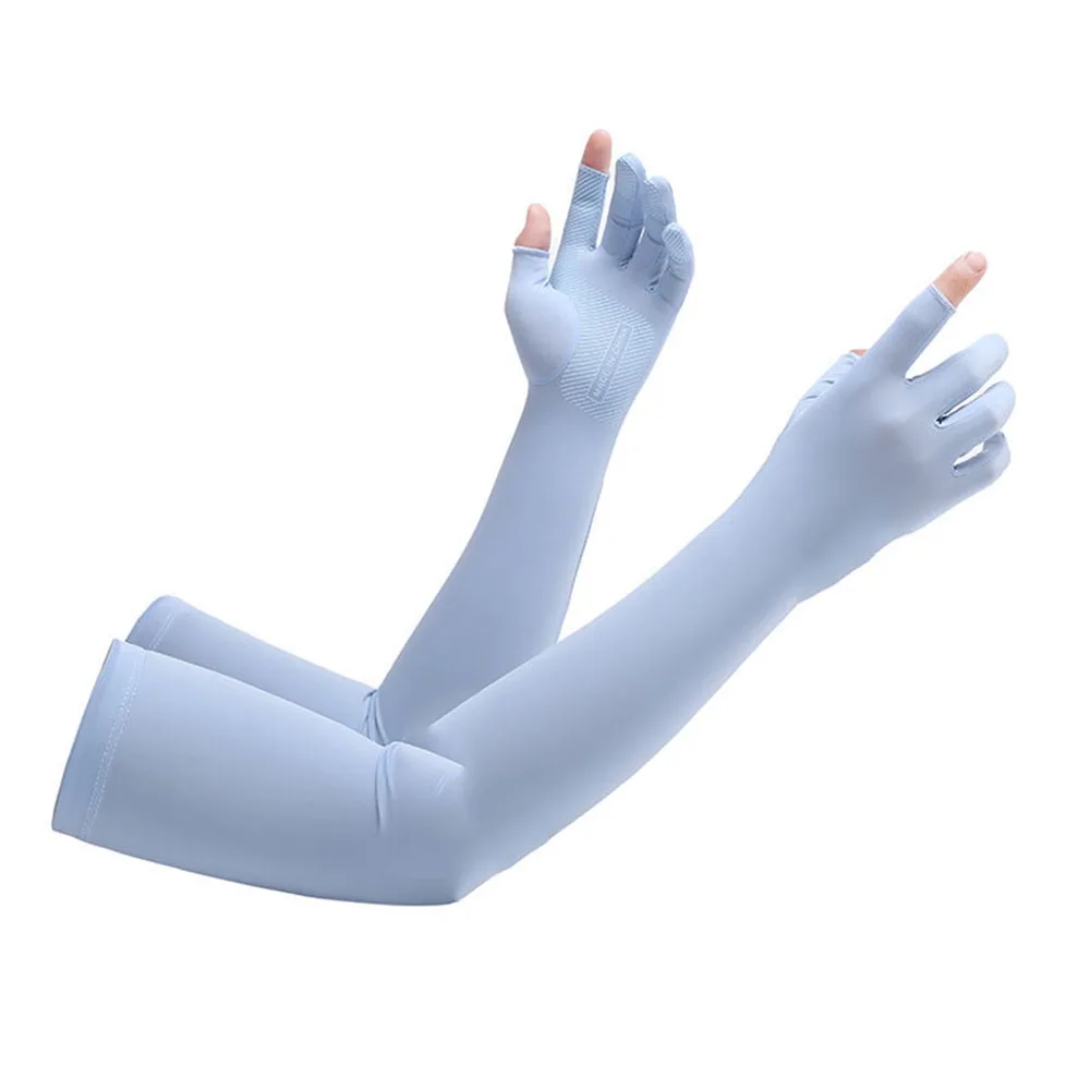 Wholesale Cooling Breathable UV-Resistant Elastic Lightweight Quick-Dry Anti-Bacterial 100% Polyester Men Women Long Arm Sleeves