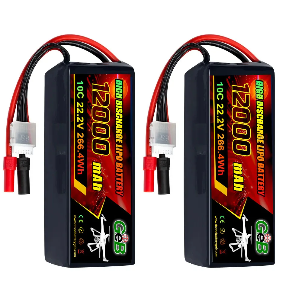 GEB High power 8000mAh 22000mAh 22.2V 6S 15C 30C Lipo-batterij met hoge capaciteit, professionele speelgoeddrones, UAV RC-batterij voor drones