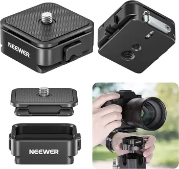 NEEWER Arca Type Quick Release Plate Kit, Four Side Slot Compatible with Arca Swiss Camera Mount Adapter with 1/4 3/8" Threads