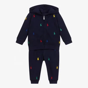 2026 Trendy Design Kids Boys Hooded Cost Sets Black Custom Winter Kids Tracksuits