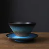 Tasse à café et soucoupe volante-bleu et noir 180ml