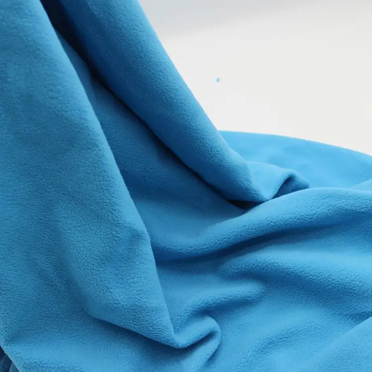 100% Polyester Light Blue Color Single Brushed Light Weight Polar Fleece Fabric