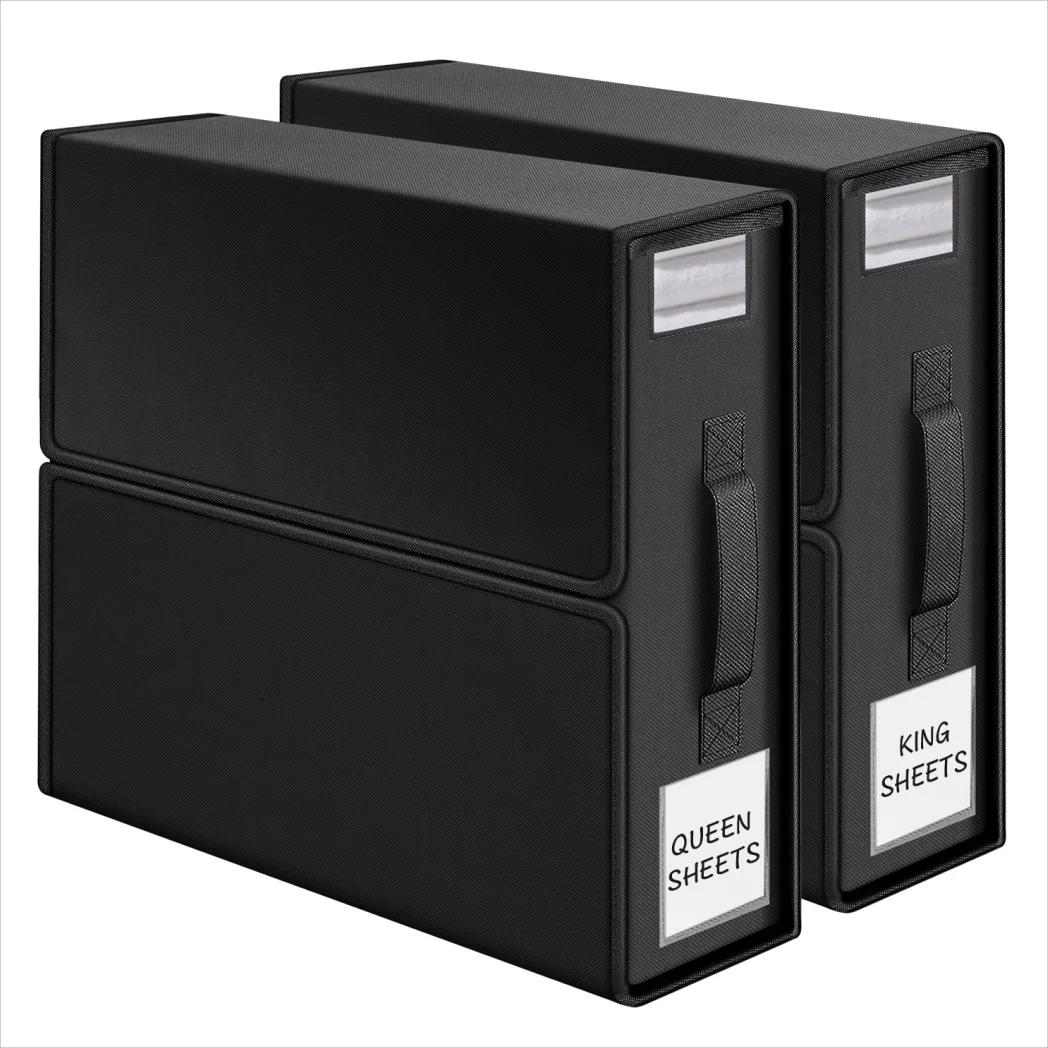 Storage Bins for Bed Sheets Duvet Covers Organizer box Pillowcases Collapsible Zipper Foldable Bedding Organizer