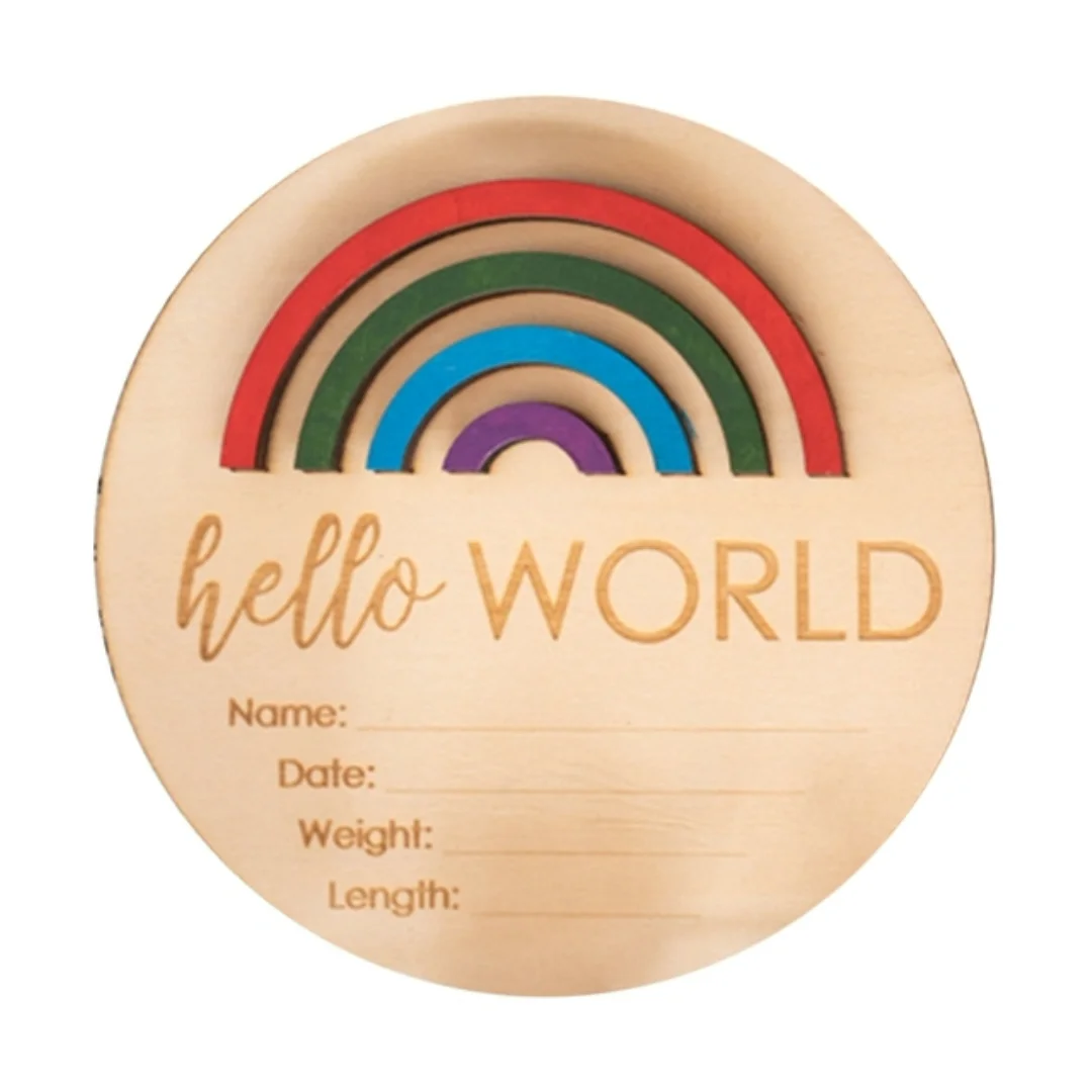 Wooden Rainbow Milestone Cards Growth Commemorate Baby Birth Monthly ...