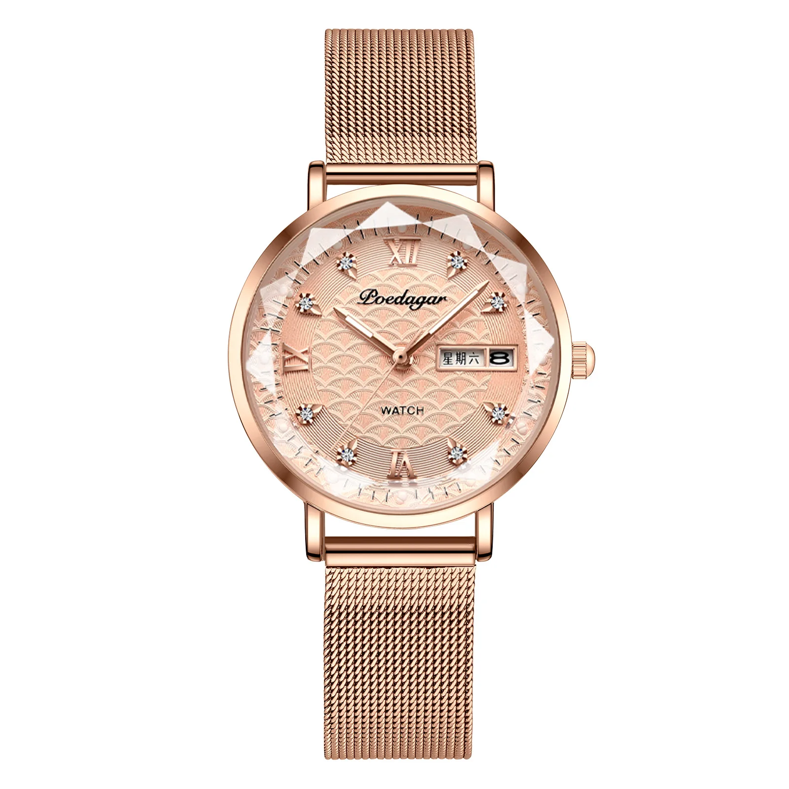 Montre Femme Huihua Tank Quartz, Cadran Argenté Avec Chiffres Romains - Bracelet Cuir Bleu, Occasion Fonctionnelle