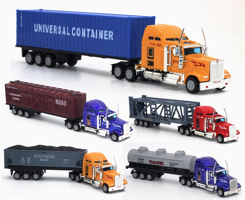 1/65 Scale 6 Packs Alloy Vehicles for Kids 3 Color Trailer Shift ...