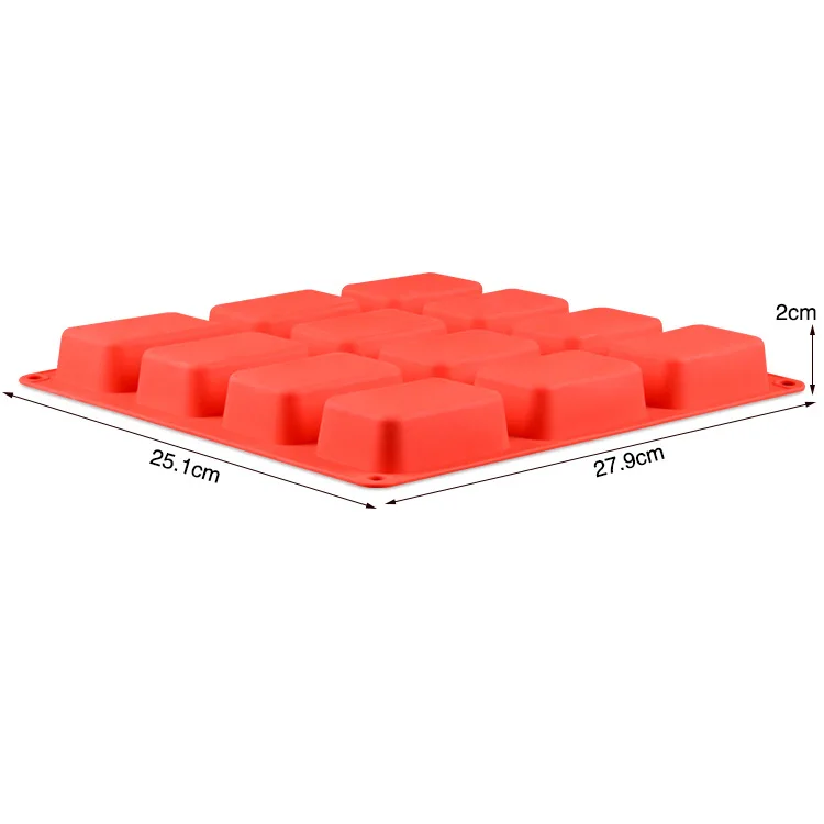 Silicone Rectangle Soap Mold (12 Cavity)