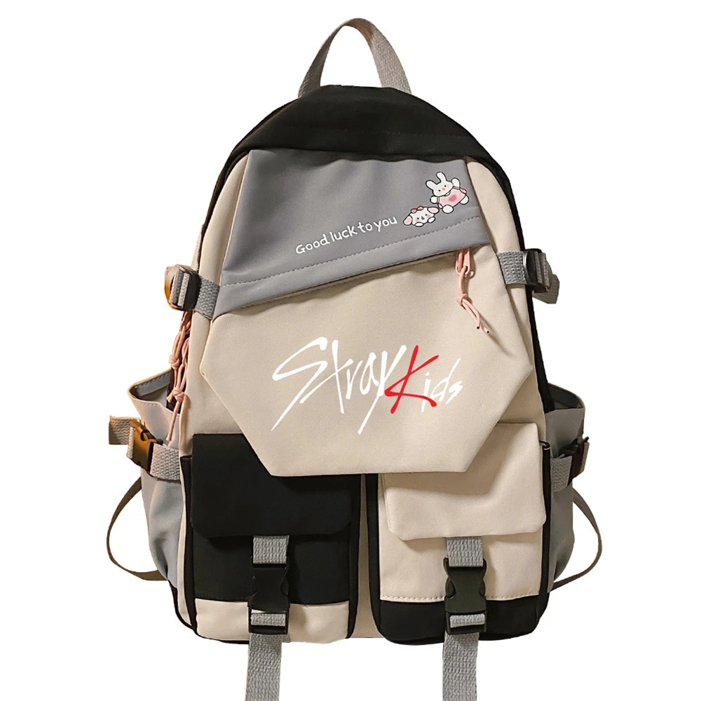 KPOP Stray Kids Unisex Zipper Backpack Cartoon Printed School and