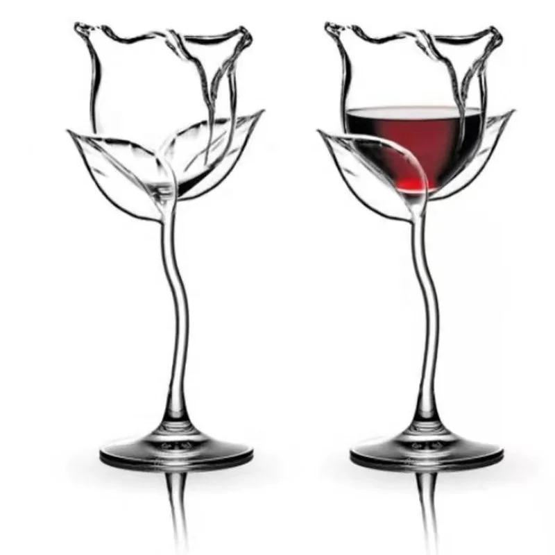 Newe Fancy Design Rose Flower Shape Wine Glass 180ml Rose Glass champagne Flute Goblet Gift