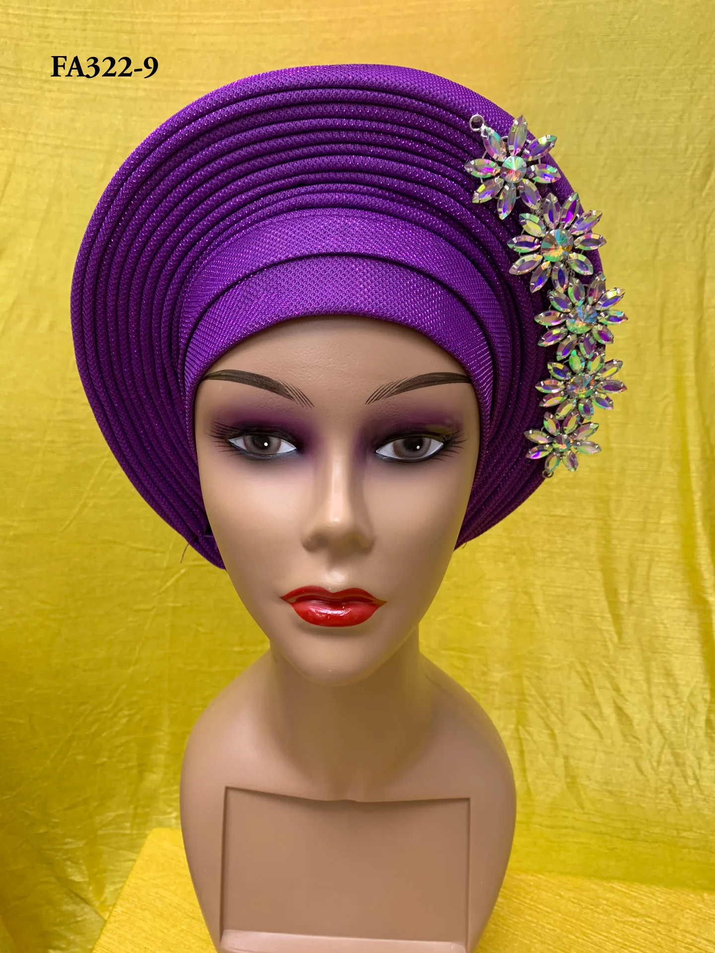 New Design Africa Aso Oke Nigerian Beaded Headtie Gele Embroidery Aso Oke 2pcs 