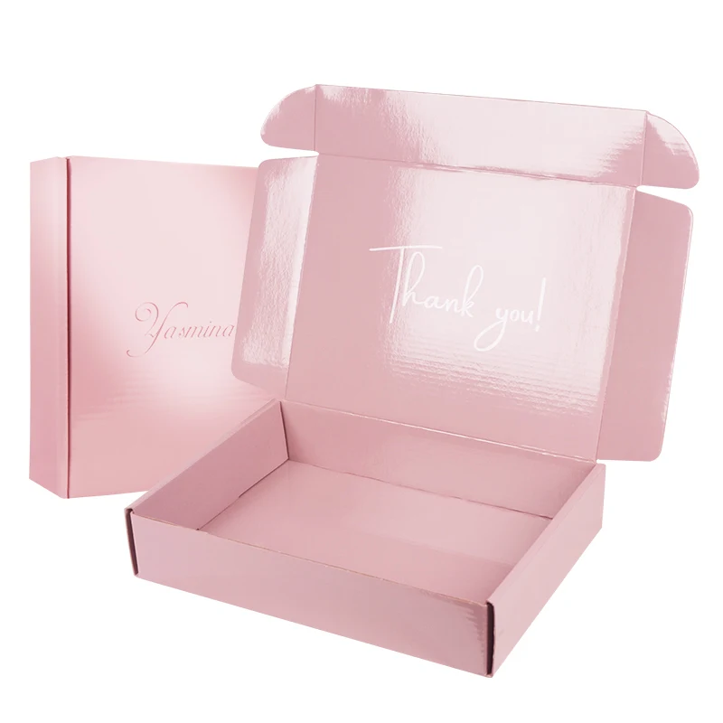 Custom Printing Pink Product Gift Corrugated Wrap Packaging Mailer Shipping Paper Boxes